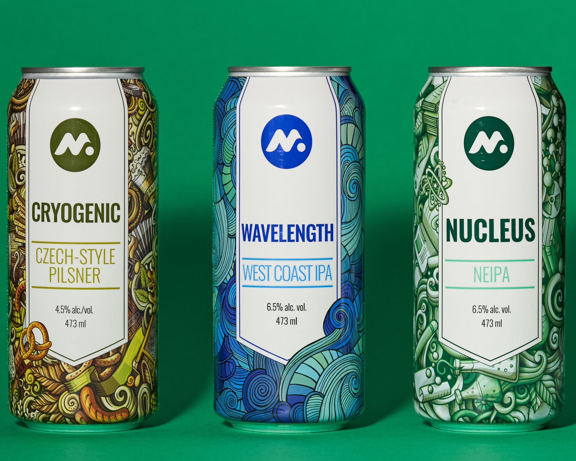 Meta craft beer cans lined up