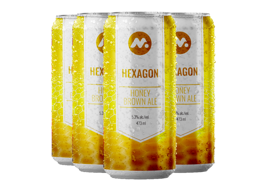 Hexagon Honey Brown Ale cans